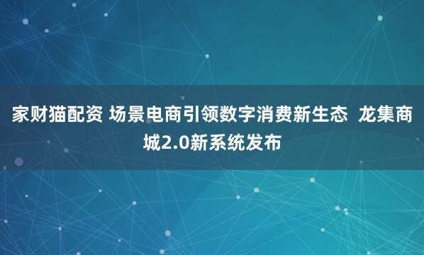 家财猫配资 场景电商引领数字消费新生态  龙集商城2.0新系统发布